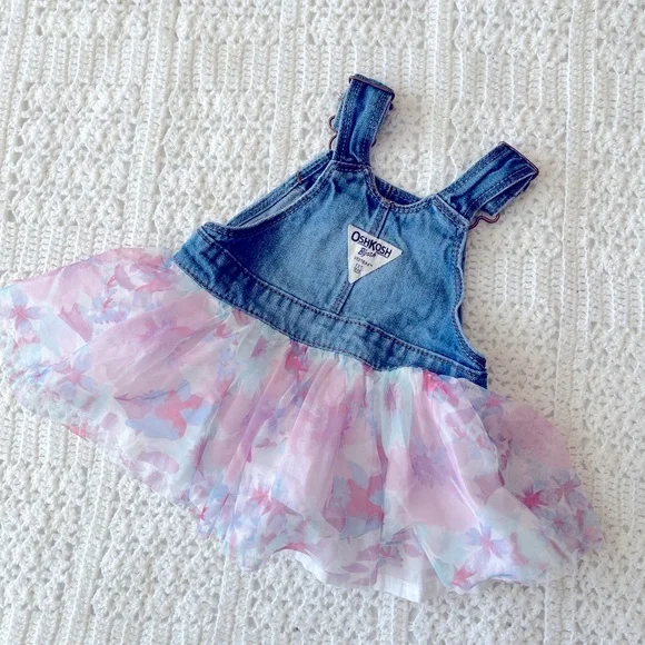 6m OshKosh Flower Overalls for baby girl - Picture 2 of 3